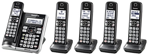 Product Cover PANASONIC Link2Cell Bluetooth Cordless Phone System with Voice Assistant, Call Blocking and Answering Machine. DECT 6.0 Expandable Cordless System - 5 Handsets - KX-TGF575S (Silver)