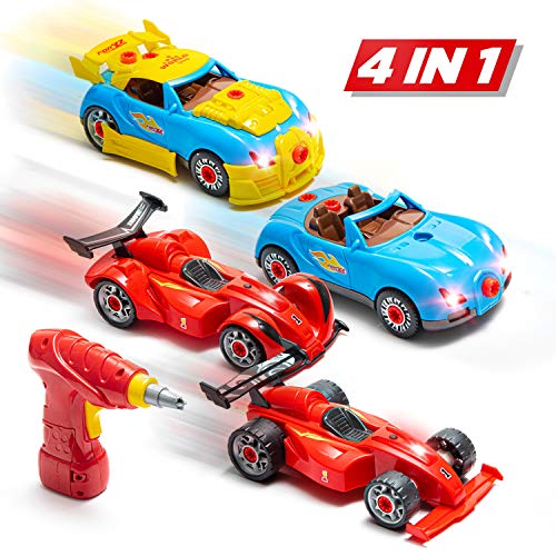 Product Cover Prextex 53 Piece Build Your Own Racer Car Set STEM take Apart Toys for Boys with Real Working Drill and Screws 53 Piece Take-A-Part Toy for Boys and Girls with Lights and Sounds