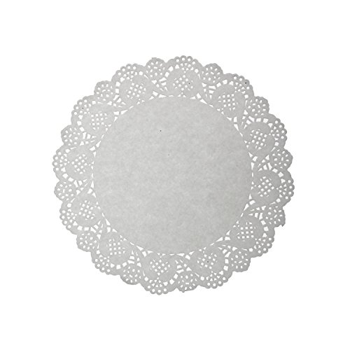 Product Cover LJY 120 Pieces White Lace Round Paper Doilies Cake Packaging Pads Wedding Tableware Decoration (8.5 Inch)