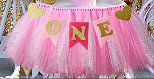 Product Cover Alemon 1st Birthday Girl Baby Tutu for High Chair Decoration and ONE Pennant Happy Birthday for Highchair