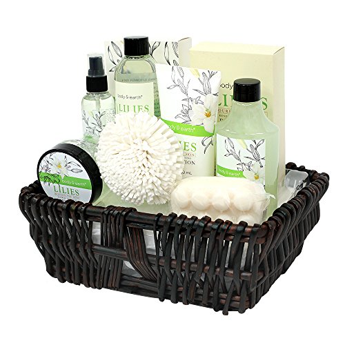 Product Cover Gift Baskets for Women, Body & Earth Spa Gifts for Her, Lily 10pc Set, Best Gift Idea for Women