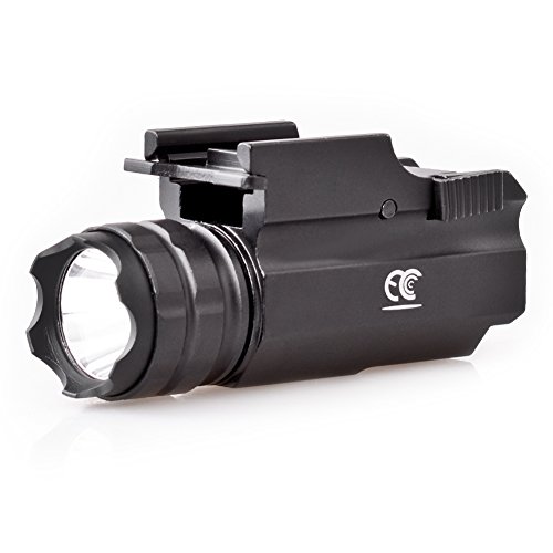 Product Cover MCCC 230Lumens LED Rail Mount Tactical Gun Flashlight Pistol Light with Strobe&Weaver Quick Release for Hunting, Black