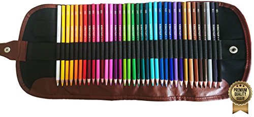Product Cover Amazrock Watercolor Pencils Set - 36 Colors (Soft Core Special Edition) | Water Soluble Artist Colored Pencils - Travel + Canvas Roll Colored Pencil Case