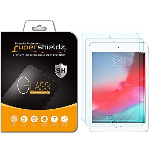Product Cover (2 Pack) Supershieldz for Apple iPad Mini 5 (2019) and iPad Mini 4 Tempered Glass Screen Protector, Anti Scratch, Bubble Free