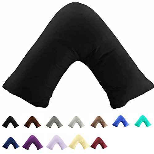 Product Cover TAOSON 100% Cotton 300 Thread Count Soild Envelope Style V Shaped / Tri / Boomerang Standard Pillow Case Cushion Cover Only Cover No Insert (Black)