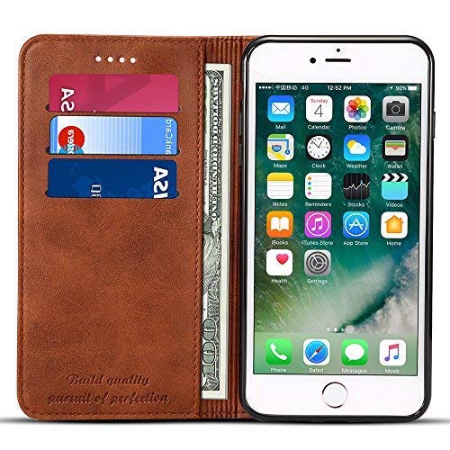 Product Cover Iphone 6/6S Leather Wallet Phone Case Iphone Case with Card Holder Kickstand Protective Flip Cover Brown Cover