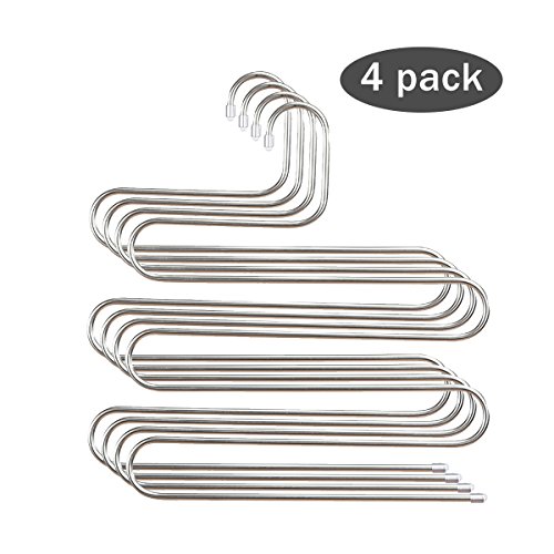 Product Cover STAR-FLY S-Shape Pants Hanger Multi Layer Slack Trouser Hanger Space Saving Clothes Hanger for Pants Jeans Scarf Closet Storage Organizer(4-Pack)