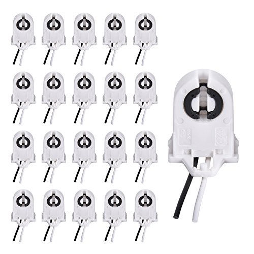 Product Cover Screw Type T8 Lamp Holder with wires JACKYLED 20-Pack UL Non-shunted Light Socket For LED Fluorescent Tube Replacements