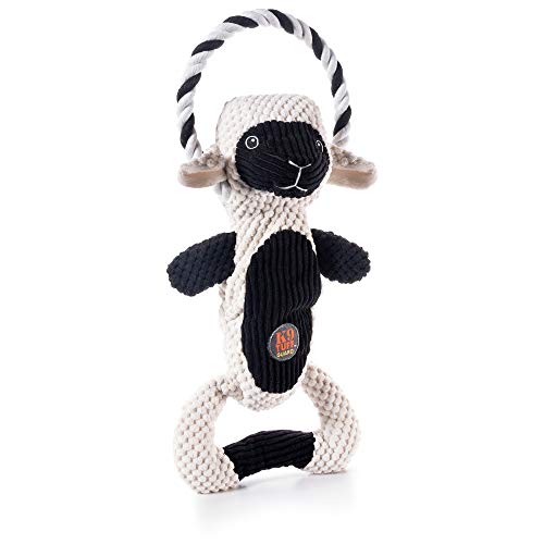 Product Cover Charming Pet Scrunch Bunch Lamb Squeaky Plush Dog Toy - Interactive Soft Cuddly Animal - Tough and Durable Squeaky Tug Toy