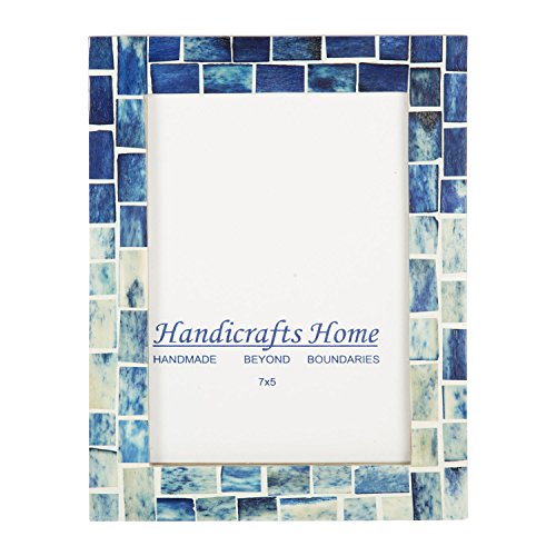 Product Cover Handicrafts Home Indigo Mosaic Photo Frame Bone Handmade Picture Frames Size 5x7x1