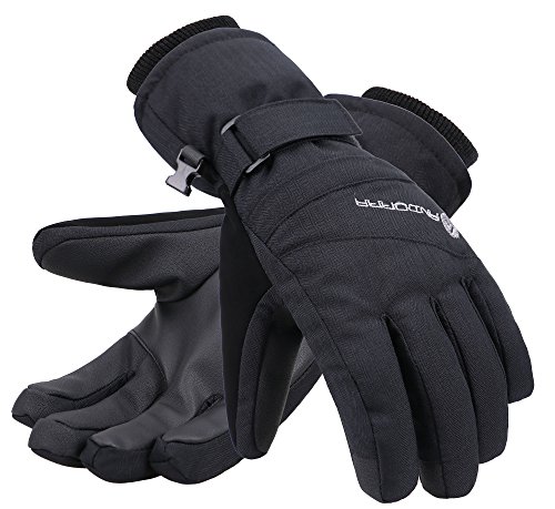 Product Cover Andorra Andorra Thinsulate Insulated Touchscreen Zipper Pocket Ski Gloves, Black, S