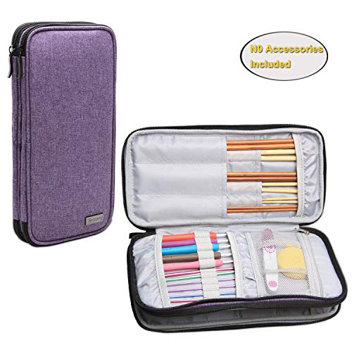 Product Cover Teamoy Knitting Needles Case(up to 10-Inch), Travel Organizer Storage Bag for Circular and Straight Knitting Needles, Crochet Hooks and Knitting Accessories, Purple-NO Accessories Included