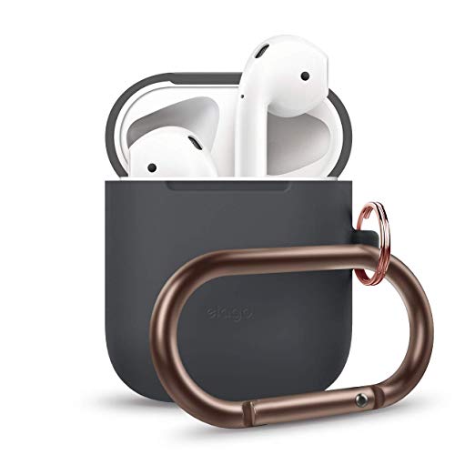 Product Cover elago AirPods Hang Case [Dark Grey] - [Extra Protection][Perfect Fit][Hassle Free][Added Carabiner] - for AirPods Case