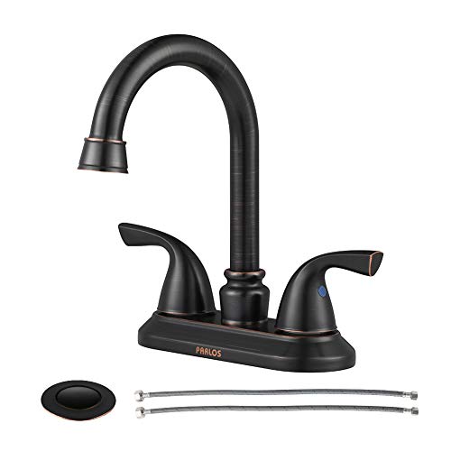Product Cover PARLOS Double-Handle Lavatory Faucet with Drain Assembly and Supply Hose Lead-free cUPC Bathroom Faucet Mixer Two-Handle Lavatory Vanity Utility Laundry Faucet Oil Rubbed Bronze, 13592