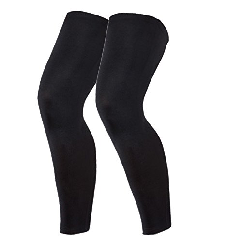 Product Cover MAKLULU Compression Leg Sleeves, 1 Pair for Men, Women - Full Length Stretch Long Sleeve, Non-Slip Inner Bands-XXXL(Black)