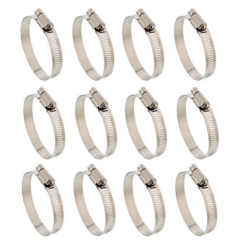 Product Cover Abn Hose Clamp 12-Pack, 1-1/4in, Zinc Plated, 18-32mm Range - for Plumbing, Automotive, and Mechanical Applications