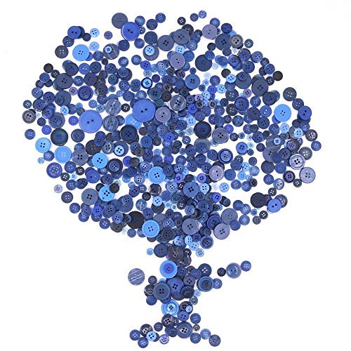 Product Cover Rustark 650Pcs Navy Blue Resin Buttons Favorite Findings Basic Buttons 2 and 4 Holes Craft Buttons for Arts, DIY Crafts, Decoration, Sewing - Sizes Range from 0.28 to 1.18 Inch