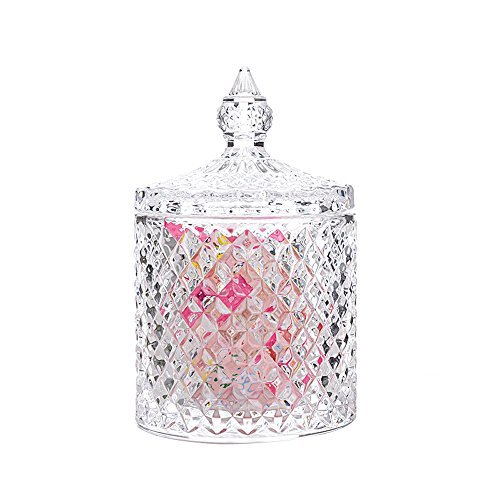 Product Cover Rainie Love Home Basic Food Storage Organization Set-Crystal Diamond Faceted Jar With Crystal Lid,Suitable as A Candy Dish,Cookie Tin,Biscuit Barrel,Decorative Candy Jar
