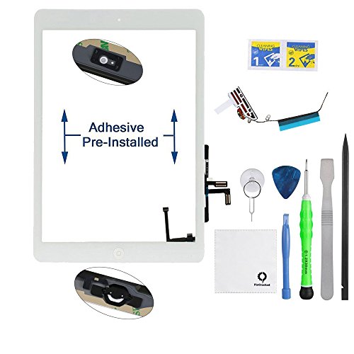 Product Cover Fixcracked Touch Screen Replacement Parts Digitizer Glass Assembly for Ipad air 1st + WiFi Antenna Cable and Professional Tool Kit (White)