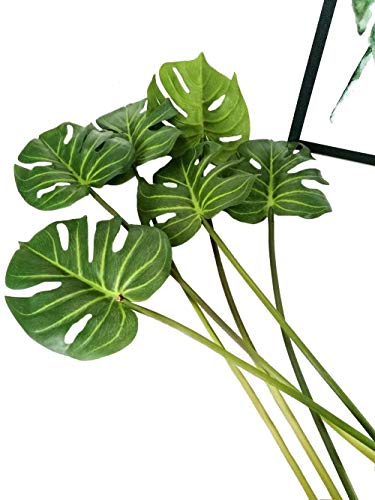 Product Cover Ahvoler 6 Pcs Artificial Tropical Monstera Palm Tree Leaves for Home Decorations 24.5 inch Stem