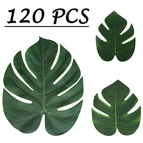 Product Cover Moon Boat Tropical Palm Leaves Plant Imitation Leaf-Hawaiian/ Luau/Jungle Party Table Decorations (120PCS)