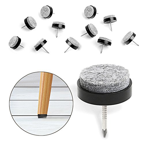 Product Cover 40pcs Furniture Felt Pad Round Heavy Duty Nail-on Slider Glide Pad Floor Protector for Wooden Furniture Chair Tables Leg Feet(Dia 0.94
