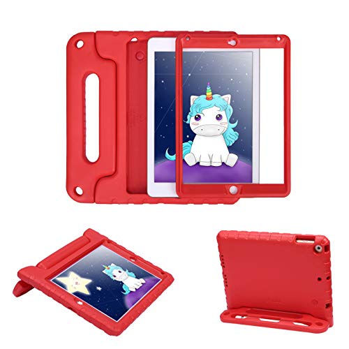 Product Cover HDE Case for iPad 9.7-inch 2018 / 2017 Kids Shockproof Bumper Hard Cover Handle Stand with Built in Screen Protector for New Apple Education iPad 9.7 Inch (6th Gen) / 5th Generation iPad 9.7 - Red