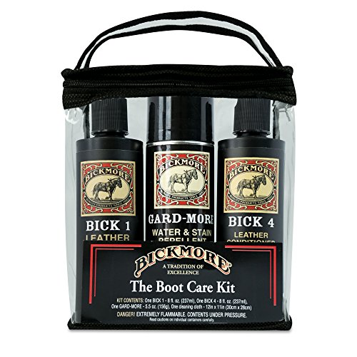 Product Cover Bickmore Boot Care Kit - Bick 1 Bick 4 & Gard-More - Leather Lotion Cleaner Conditioner & Protector - for Cleaning Softening and Protecting Boots Shoes Handbags Purses Jackets and More