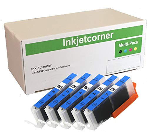Product Cover Inkjetcorner Compatible Ink Cartridges Replacement for CLI-251XL CLI-251 for use with IP7220 iX6820 MG5520 MG5522 MG5620 MG6620 MG5420 MG6420 MX920 MX922 (Cyan, 5-Pack)