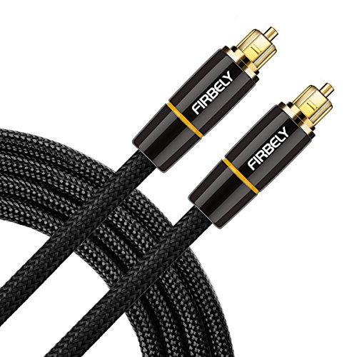Product Cover FIRBELY Digital Optical Audio Toslink Cable Male to Male- 24K Glod Plated Metal Connectors and Braided Jacket 1.5 feet