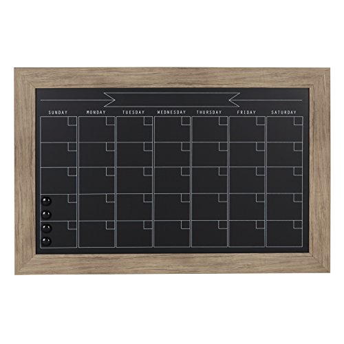 Product Cover DesignOvation Beatrice Framed Magnetic Chalkboard Monthly Calendar, 18x27, Rustic Brown
