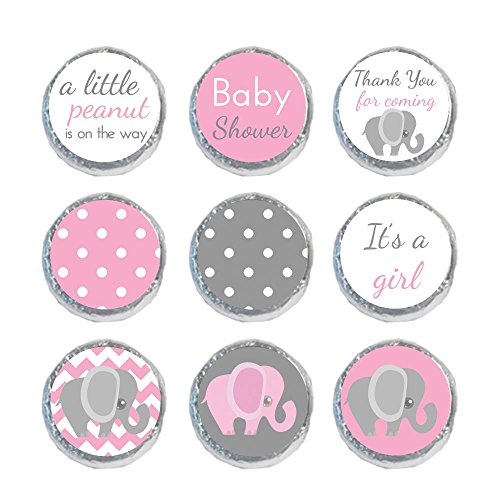 Product Cover Mini Candy Stickers Pink & Gray Elephant Set of 324 Labels Tiny 0.75 Inch