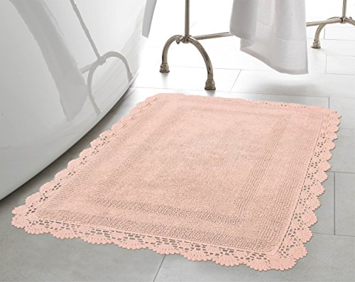 Product Cover Laura Ashley Crochet Cotton 17x24 in. Bath Rug, Blush