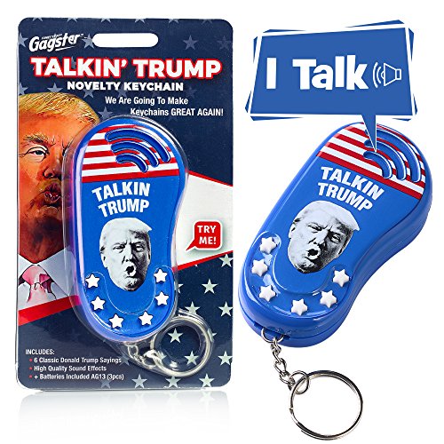 Product Cover Talking Trump Keychain Funny Gag Sound Machine Toy - 6 Different Sayings in Donald Trump's Real Voice - Classic Quotes in Your Pocket -Sound Effect Unique Political Gift Idea - Batteries Included