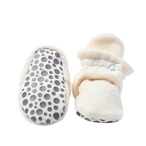 Product Cover Zutano Cozie Fleece Baby Booties with Cotton Lining and Grippers, Unisex, For Infants, Babies, and Toddlers, Cream, 6M-12M