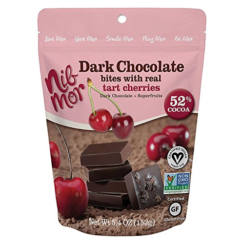 Product Cover Nib Mor All Natural Dark Chocolate Bites with Real Tart Cherries - Pack of 6