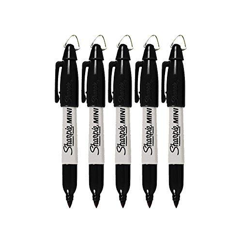 Product Cover Sharpie Mini Permanent Markers with Golf Keychain Clips, Fine Point, Black Ink, Pack of 5