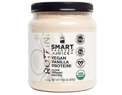 Product Cover Vegan Vanilla Proteini Organic Protein Powder | Smart Pressed Juice | Clean Lean Plant Based Protein Shake | Best Fat Burner Weight Loss Detox Smoothie | No Fillers (20 serving jar) MADE IN USA