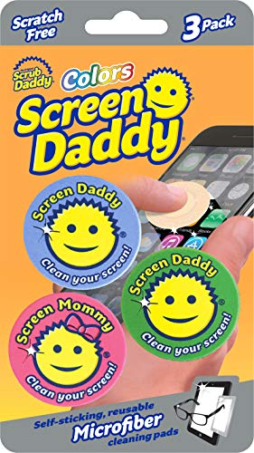Product Cover Scrub Daddy, Screen Daddy - Multi-color, Multi-use Microfiber Cleaning Pads for Electronic Screens With Convenient Storage, Scratch Free, Streak Free, Reusable and Washable, 3ct