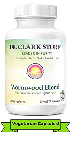 Product Cover Dr. Clark Wormwood Blend, 330 mg 100 Vegetarian Capsules - Promotes Digestive Health, Reduce Gas and Bloating | 330 mg 100 Tapioca Capsules
