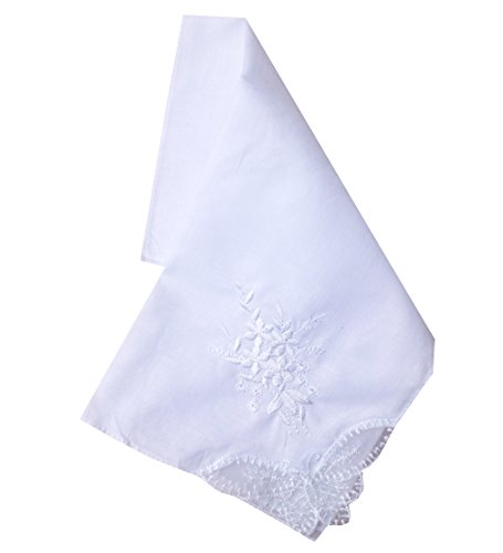 Product Cover Ladies/Womes White Embroidery Cotton Handkerchiefs Wedding Hankies
