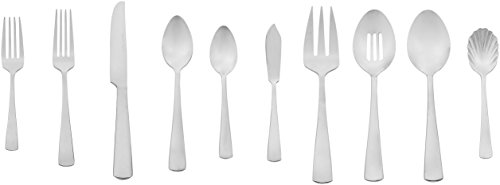 Product Cover AmazonBasics 45-Piece Stainless Steel Flatware Silverware Set with Square Edge, Service for 8