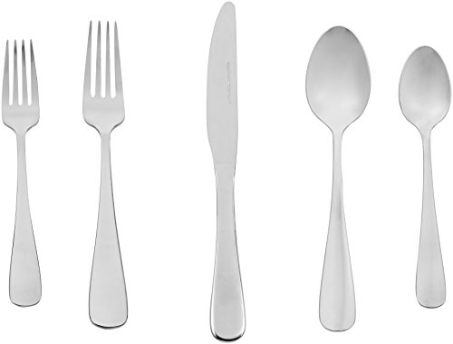 Product Cover AmazonBasics 20-Piece Stainless Steel Flatware Silverware Set with Round Edge, Service for 4