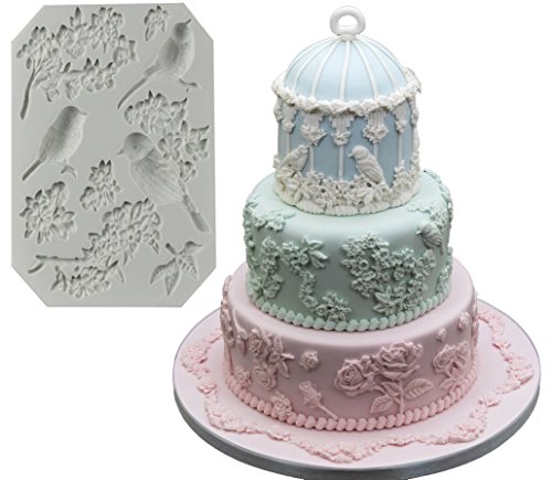 Product Cover The Easiest Bird Blossoms Fondant mold Cake Decorating Tools Non stick Gumpaste Flowers Chocolate Candy Clay Moulds