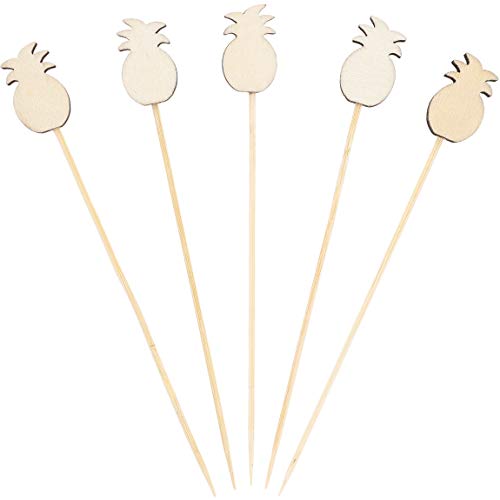 Product Cover Juvale 120-Pack 5.5 Inch Tropical Hawaiian Wood Cocktail Party Pineapple Picks