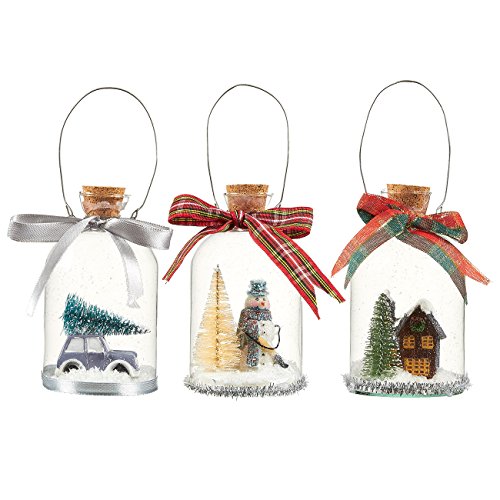 Product Cover Juvale 3-Pack of Christmas Tree Decorations - Hanging Glass Decorations with Steel Handles, Ornate Christmas Ornaments, Festive Resin Embellishments, 3 Assorted Designs