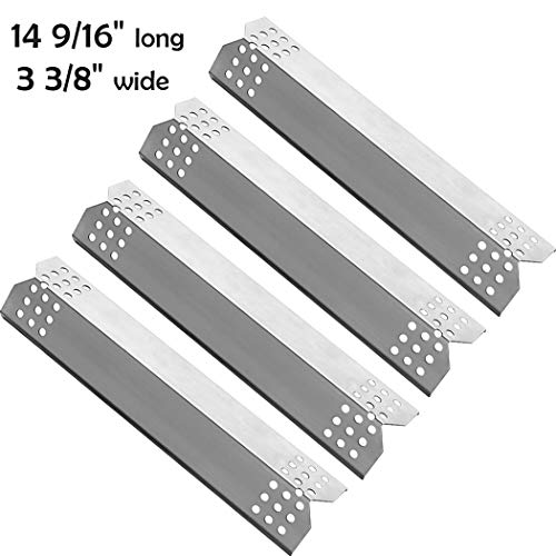 Product Cover YIHAM KS708 Replacement Parts for Grill Master 720-0697 Nexgrill 720-0830H 720-0783E 720-0737 BBQ Heat Shield Plate Tent Burner Cover Flame Tamer, 14 9/16 inch x 3 3/8 inch, Stainless Steel, Set of 4