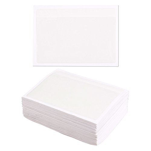 Product Cover Juvale 100-Pack Self-Adhesive Index Card Pockets with Top Open for Loading - Ideal Card Holder for Organizing and Protecting Your Index Cards - Crystal Clear Plastic, 3.6 x 5.25 Inches