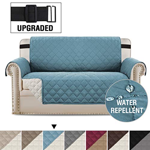 Product Cover H.VERSAILTEX Loveseat Covers Loveseat Slipcover Reversible Quilted Furniture Protector with Elastic Straps Slip Resistant Furniture Cover for Dogs Seat Width Up to 46