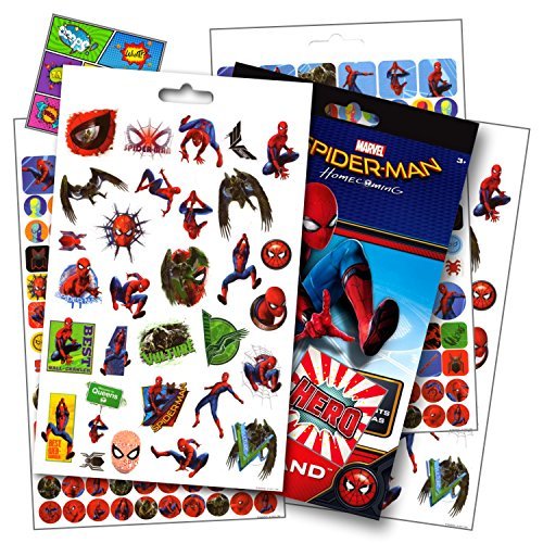 Product Cover Spiderman Homecoming Movie Stickers - Over 295 Spiderman Stickers Bundled with Specialty Superhero Reward Stickers